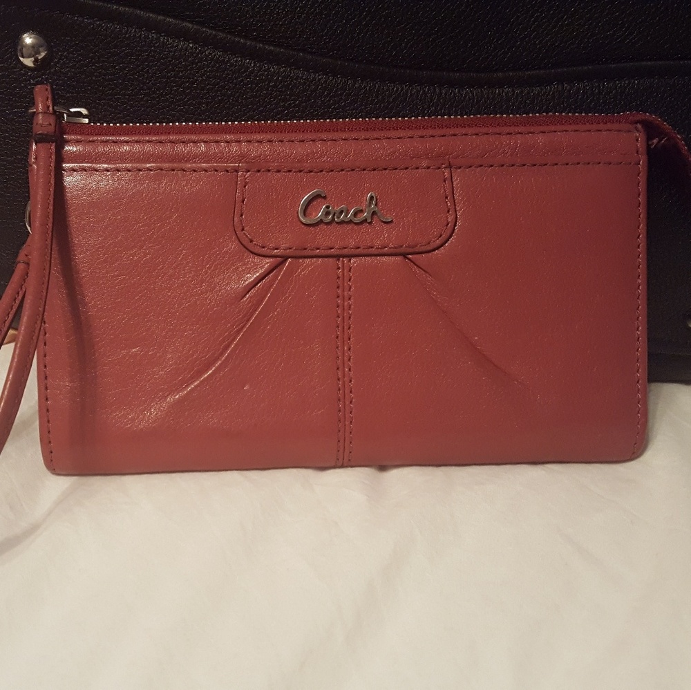 Leather Coach wallet wristlet